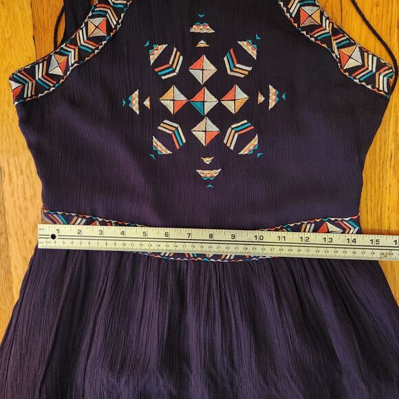 Cupcakes & Cashmere Kerrine Unique Colorful Navy Embroidered Maxi Dress Size 8 - Picture 10 of 14